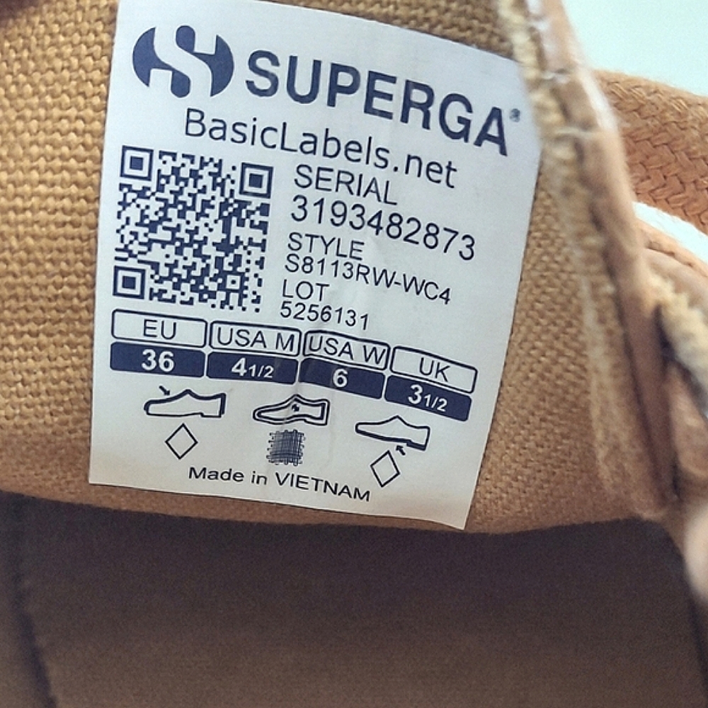 Superga Tan Croc-Embossed Platform Sneakers Size 6 - Picture 8 of 11